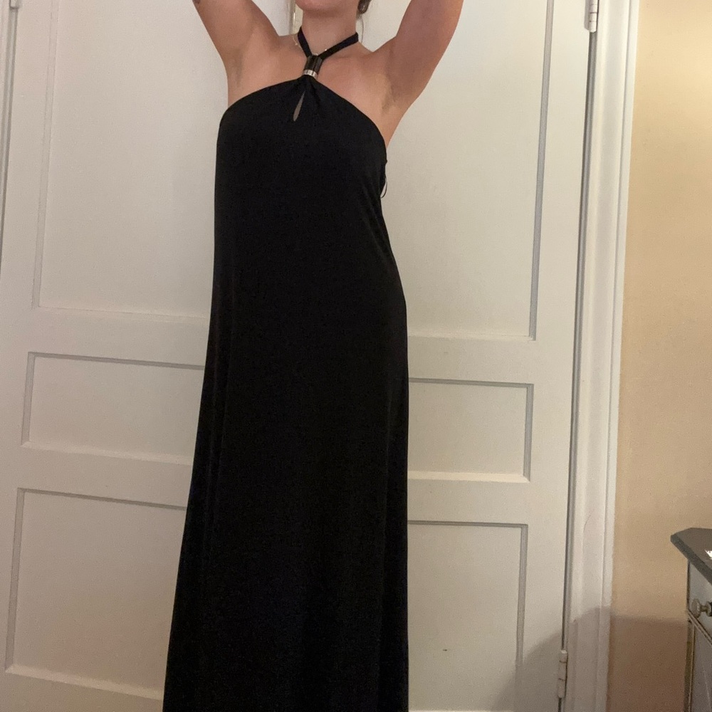 Black Michael Kors long flowy halter top dress!!